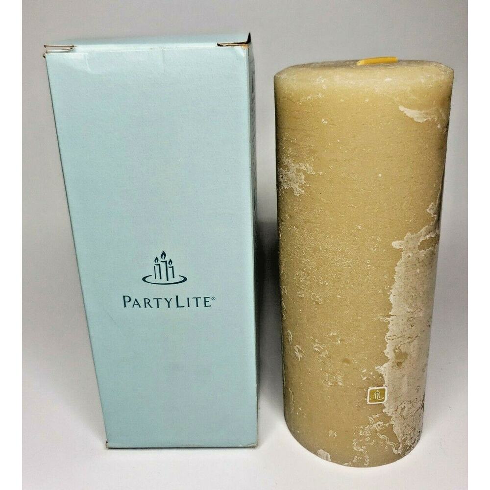 PartyLite 3" x 7" Pillar Candle New in Box Unscented Tan P6G/U07731